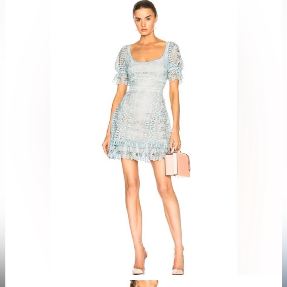 SELF PORTRAIT🔥🔥 Floral Lace Guipure Baby Blue